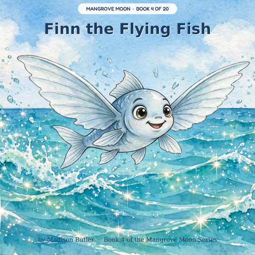 Finn the Flying Fish — Finn takes his first glide over the waves at sunset. Ages 3–7 bedtime story book — Mangrove Moon Books