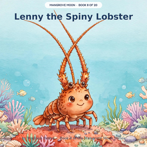 Lenny the Spiny Lobster — Lenny loses the lobster train and marches home at dawn. Ages 3–7 bedtime story book — Mangrove Moon Books