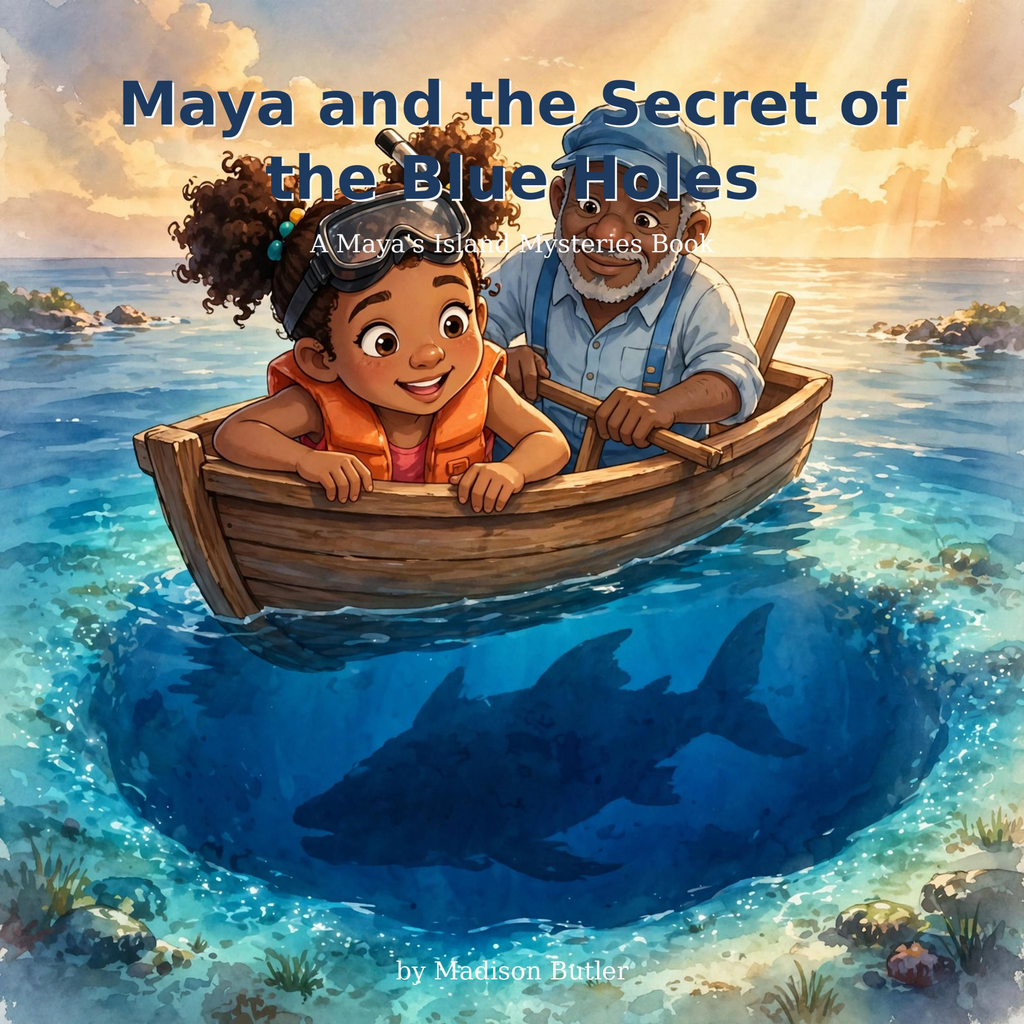 Maya and the Secret of the Blue Holes — deep blue holes hold a secret. Kids mystery book ages 5–9 — Mangrove Moon Books