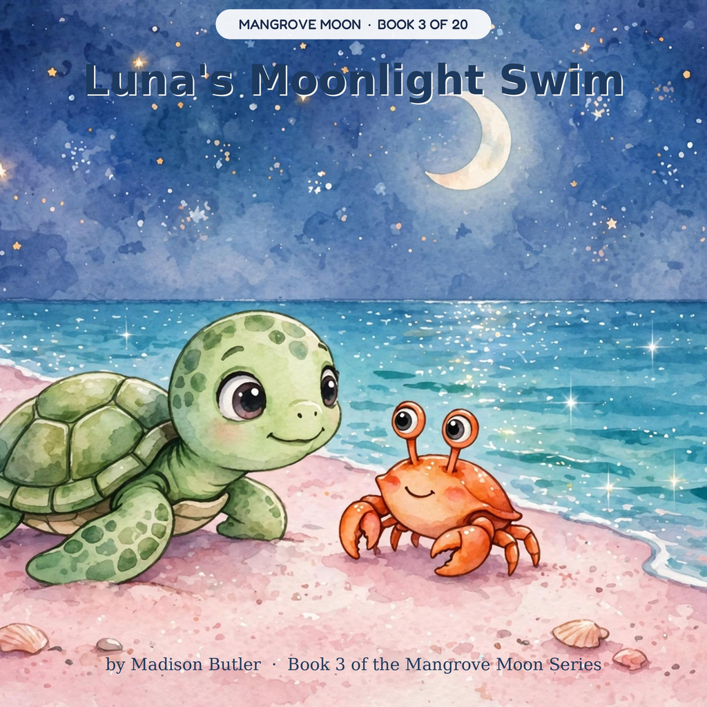 Luna's Moonlight Swim — Luna the sea turtle hatches her babies under the moon. Ages 3–7 bedtime story book — Mangrove Moon Books
