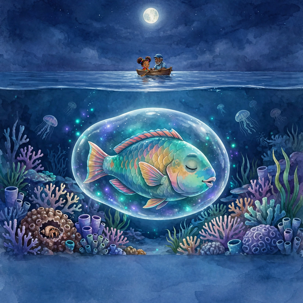 Maya and the Midnight Parrotfish Caper — the mucus-sleeping-cocoon caper. Kids mystery book ages 5–9 — Mangrove Moon Books