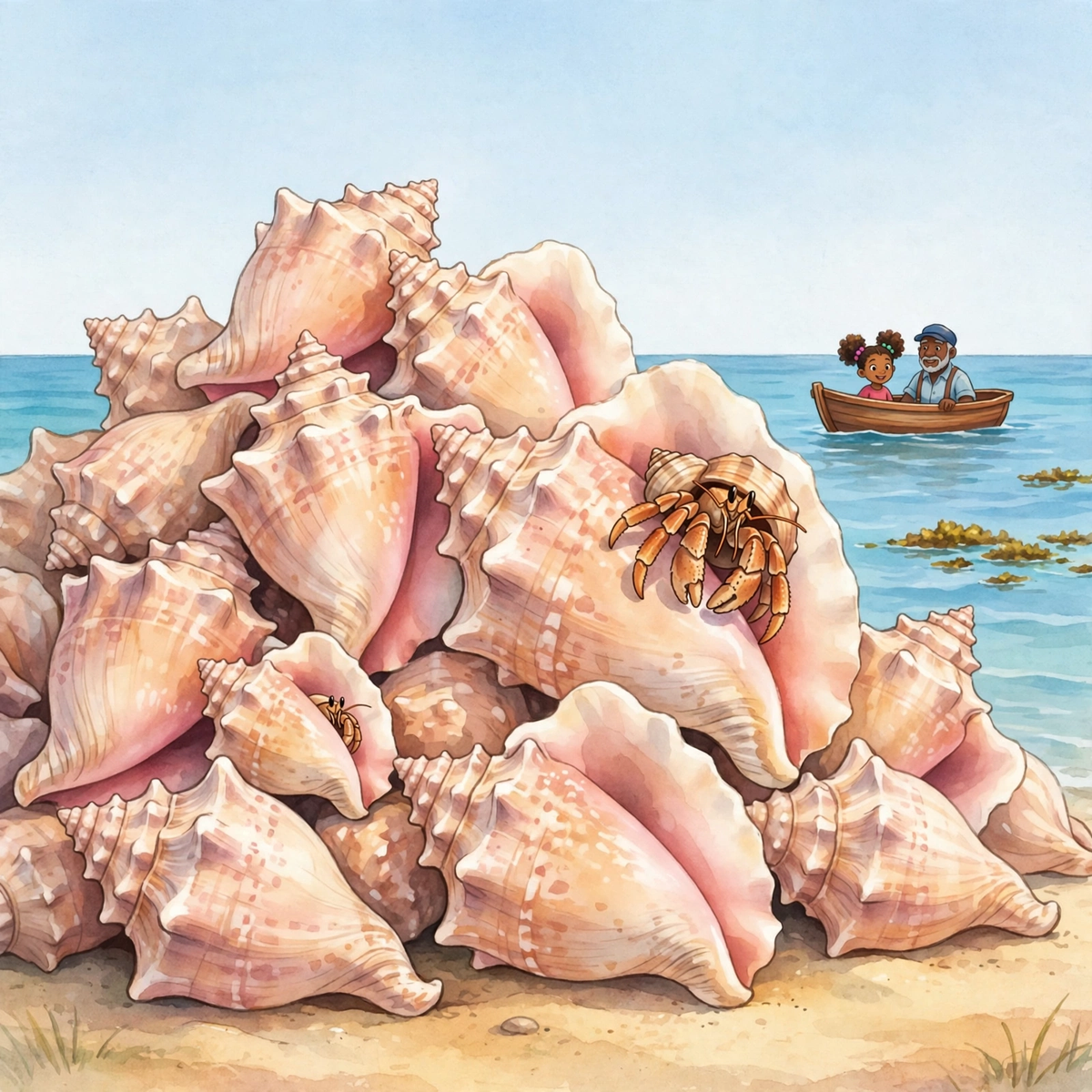 Maya and the Great Conch Shell Mystery — the hermit-crab shell economy. Kids mystery book ages 5–9 — Mangrove Moon Books