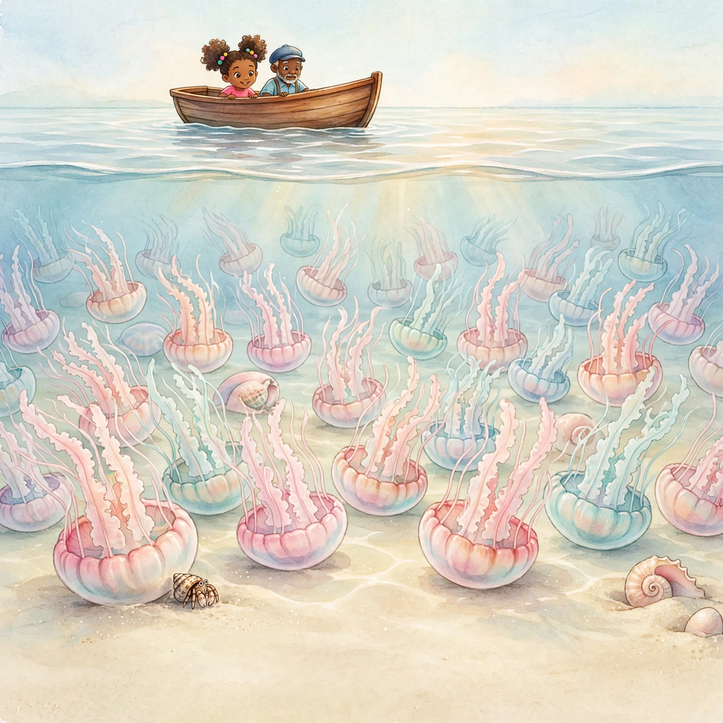 Maya and the Mystery of the Upside-Down Jellyfish — Cassiopea jellyfish farm sunshine. Kids mystery book ages 5–9 — Mangrove Moon Books