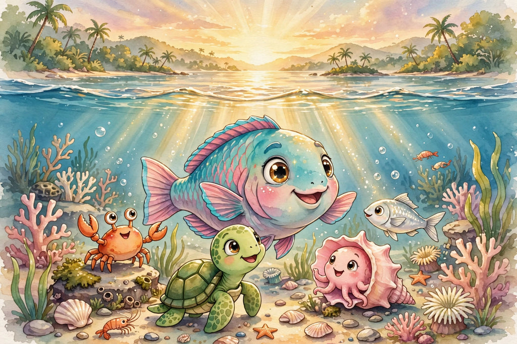 Corry the Parrotfish - bedtime storybook interior preview