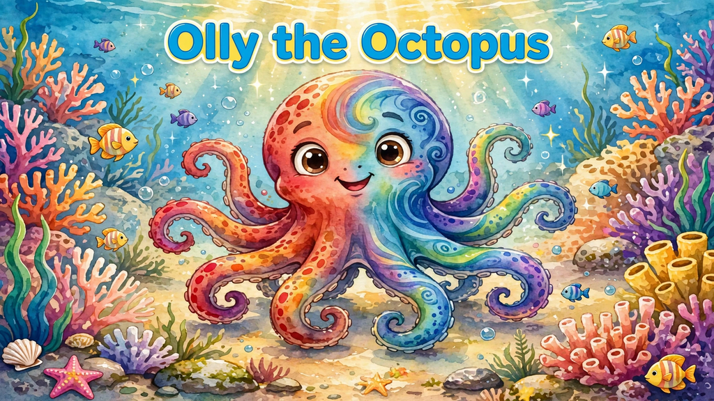 Olly the Octopus — Olly the shy artist changes color with his moods. Ages 3–7 bedtime story book — Mangrove Moon Books