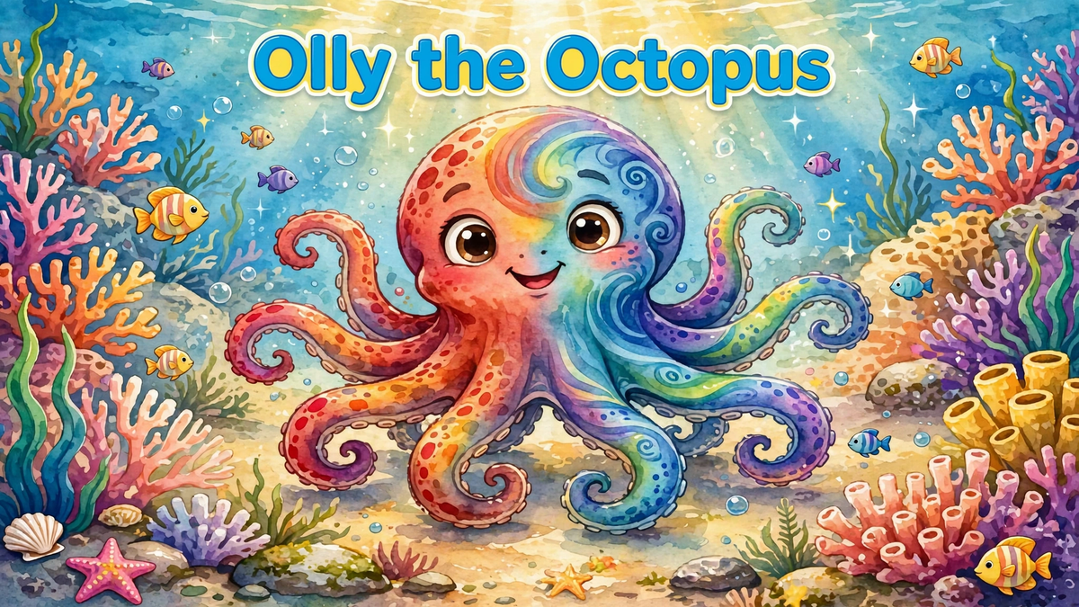 Olly the Octopus — Olly the shy artist changes color with his moods. Ages 3–7 bedtime story book — Mangrove Moon Books